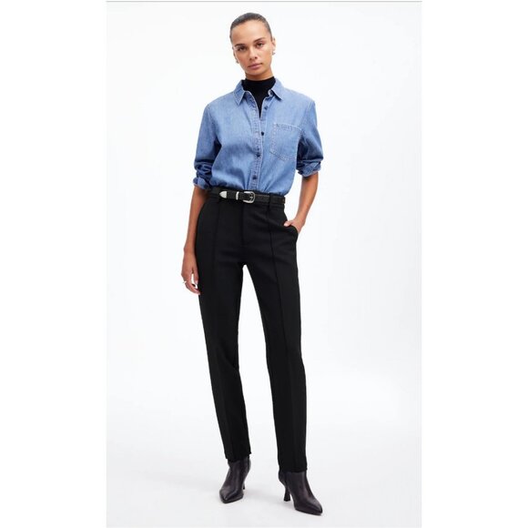 Madewell $148 Mid-Rise Slim Ankle Pant Black Size 4 NT142 - Picture 1 of 9